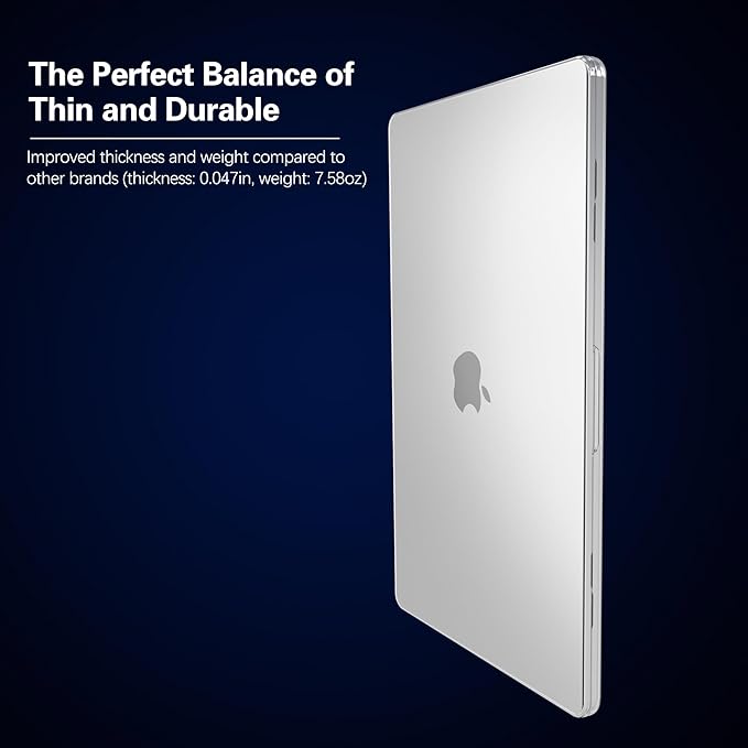 KEROM Crystal Clear Case for MacBook Air 13 inch 2025-2022 M4 M3 M2 A3240 A3113 A2681, MacBook Air 13 inch Clear Case M4 M3 M2, Slim Plastic Hard Shell & Keyboard Cover for Mac Air 13.6'', Transparent