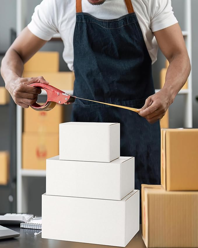 Assorted-Sizes-Shipping-Boxes-45-Pack: 6x4x4 & 9x6x4 & 10x7x5 Small-Shipping-Boxes-Mailers, White Corrugated-Cardboard-Boxes-for-Packing-Small-Business Mailing