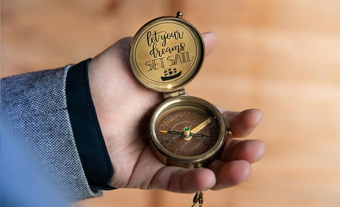 Handmade Antique Vintage Brass Compass | Exquisite Nautical Compass | Home Decor | Pocket Compass Gift for Every Occasion | Super7One