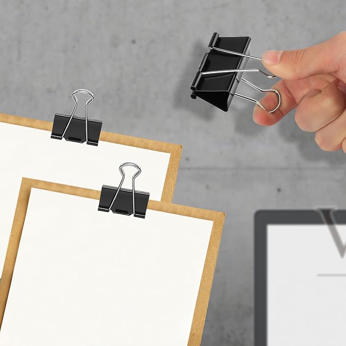 Ufmarine Medium Binder Clips 1.25 inch Length, (72 Pcs) Medium Paper Clips for Office