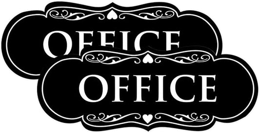 All Quality Designer Office Sign | Easy Installation - Black - Large (2 Pack)