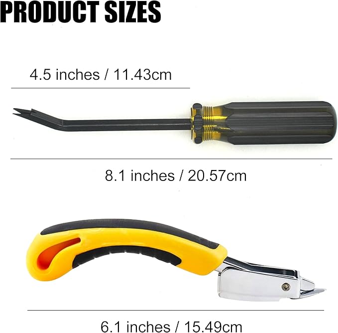 Staple Remover Heavy Duty Tack Puller with Double Pronged Head, Industrial Staple Remover Upholstery Tool for Furniture, Floor, Carpet, Carton (Black Handle)