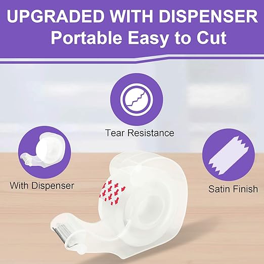 PALOKA Clear Tape with Dispenser, 60 Pack, for Office Home and Gift Wrapping