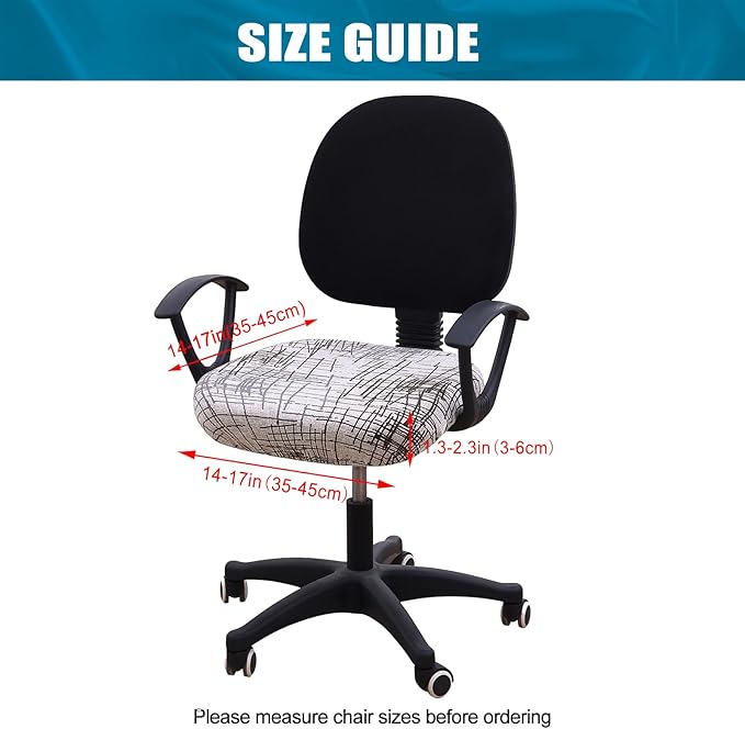 Smiry Printed Office Computer Chair Seat Covers, Stretch Fit Universal Desk Rotating Chair Cover Washable Removable Seat Cushion Protectors - Brown and White