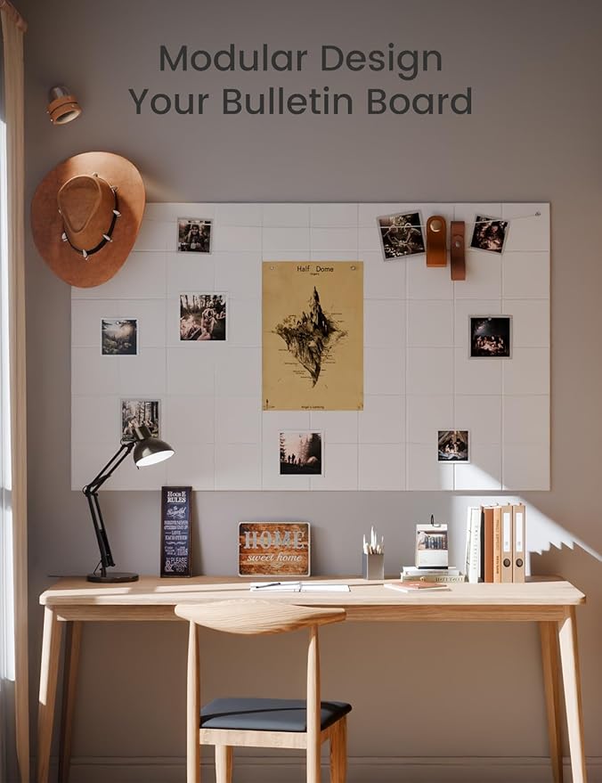 Large Felt Bulletin Board 36" x 24"Cork Board Alternative-6 Pack with 40 Safe Removable Adhesive Tabs, Cork Boards for Walls Cork Board for Home Office Classroom Pin Board-Milky White