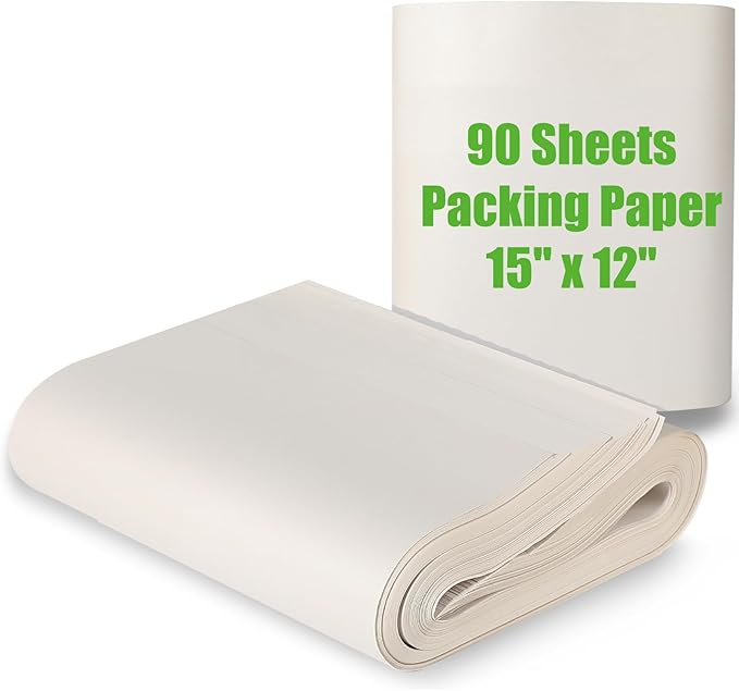 15" x 12" Packing Paper for Moving Supplies, 90 Sheets Newsprint Paper, Newspaper Wrapping Paper for Arts, Crafts, Packing Boxes for Moving, Shipping, Packaging, Packing Materials, Glasses Box Filler