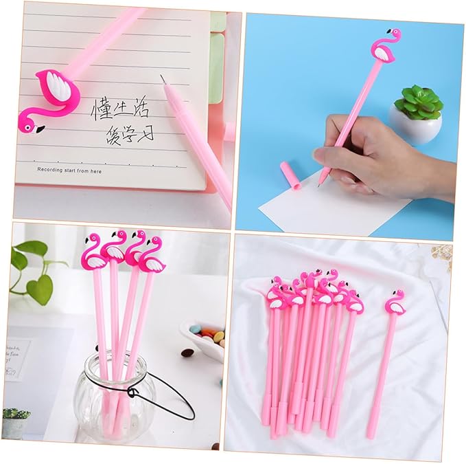 20Pcs Flamingo Gel Pens Fine Tip Cartoon Writing Pens for Students School and Home Use with Ink Capacity and Design