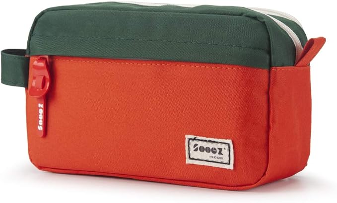 Sooez High Capacity Pencil Case, Big Pencil Bag Pouch Box Organizer Pen Case, Portable Journaling Supplies with Easy Grip Handle & Loop, Aesthetic Supply for Girls Adults, Orange