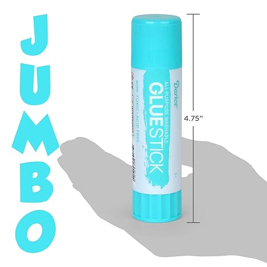 Darice 12 Jumbo Glue Sticks, 1.4 Oz All Purpose Stick Glue, Strong Hold, Easy Stick, Quick Drying, Non-Toxic, Scrapbooking, Back to School Supplies, Home and Office