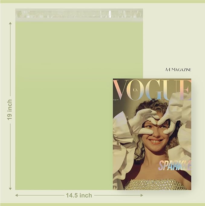 Metronic Poly Mailers 14.5X19 100PC, Strong Adhesive Shipping Bags for Clothing, Waterproof and Tear-Proof Shipping Envelopes, Packaging Bags Mailers Poly Bags, Avocado Green