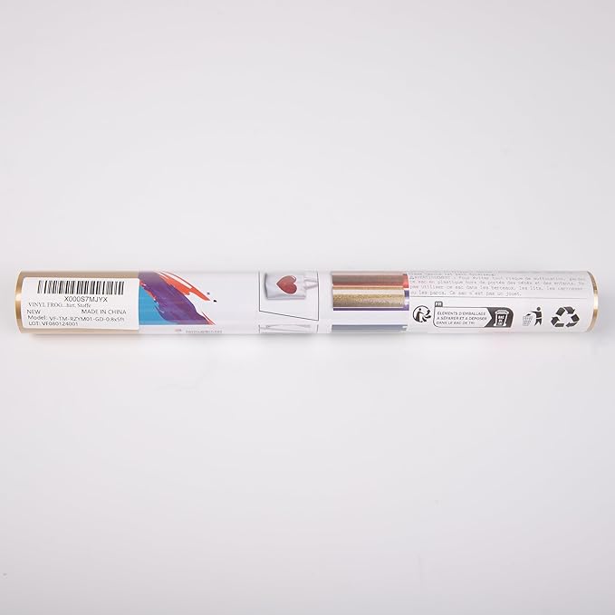 VINYL FROG Heat Transfer Vinyl Roll HTV Vinyl - 12" x5ft Gold Iron on Vinyl for T-Shirts, Heat Press Vinyl for DIY Craft Designs (Gold)