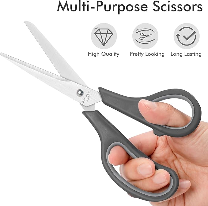 30 Pack Scissors Bulk, 8 Inch Sharp Scissors All Purpose for Office School Classroom, Shear Fabric Sewing Craft Cutting Paper for Adults Teachers Students, School Supplies for Right/Left Handles