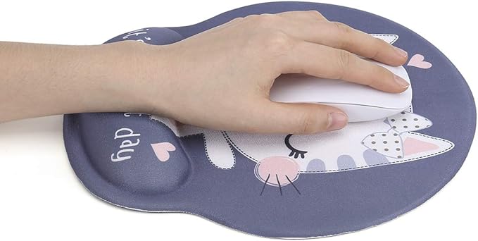 RICHEN Keyboard Wrist Rest and Mouse Pad with Wrist Support, Memory Foam Set for Computer/Laptop/Mac,Gaming and Office, Sturdy & Comfortable & Lightweight for Easy Typing & Pain Relief (Cute Cat)