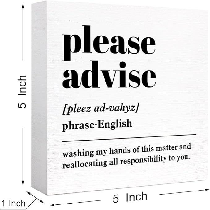 Funny Definition Desk Decor, Humorous Wooden Block Sign for Home Office & Cubicle, Office Gift for Friend or Coworker