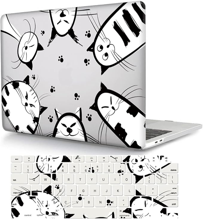 Case Compatible with MacBook Pro 16 inch 2020 2019 Release A2141 with Touch Bar/Touch ID, Plastic Laptop Hard Shell Protective Case & Keyboard Cover Skin - Cat