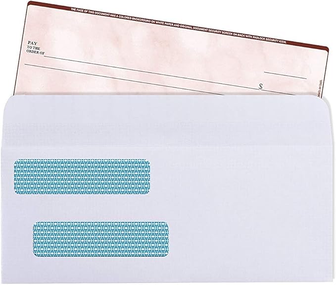 Aimoh #8 Double Window Self Seal Security Envelopes - for Business Checks, QuickBooks & Quicken Checks, Size 3 5/8 x 8 11/16 Inches - Checks Fit Perfectly - Not for Invoices, 1000 Count (30180-1000)
