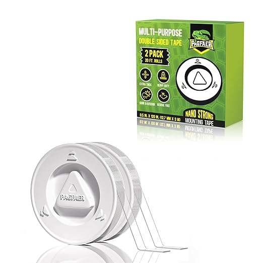 2PCS Double Sided Tape Heavy Duty, 1/2" 10' Arcylic Nano Tape, Transparent Strong Two Sided Adhesive Mounting Tape, Clear Picture Hanging Strips for Wall, Poster, Photo, Craft