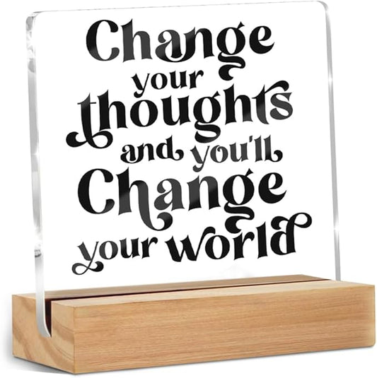 Inspirational Quotes Desk Decor, Thank You Gifts for Women Men Friends, Inspirational Gifts for Coworker Motivational Quote Clear Sign Home Office Table Shelf Desk Decor Christmas Birthday Gift