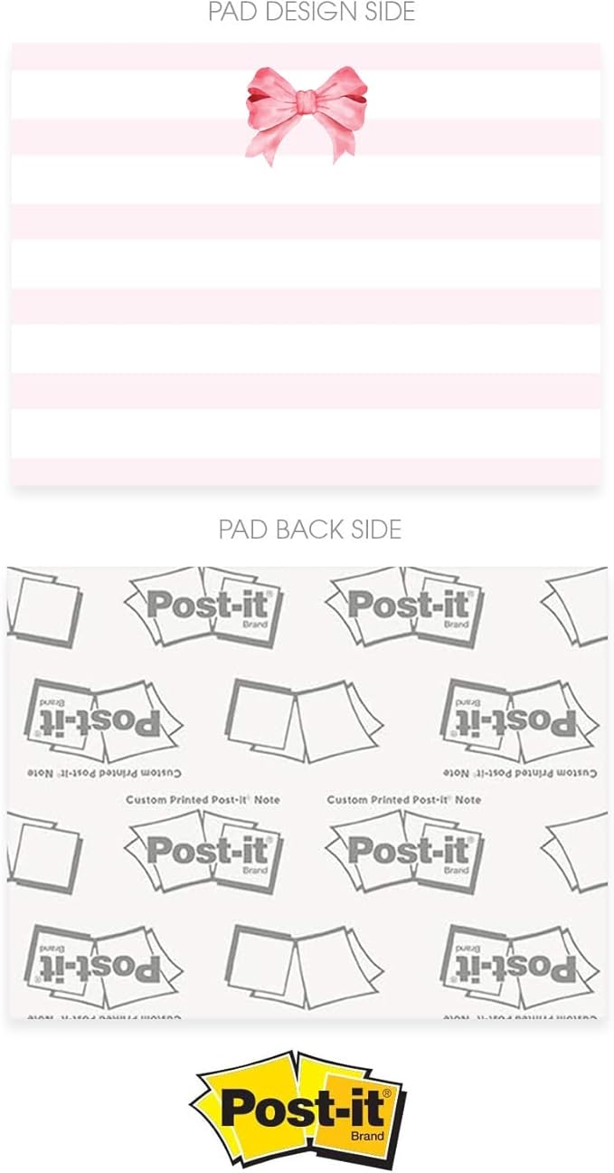 Pink Bow Sticky Note Assortment / 4" x 3" Trendy Repositionable Sticky Notes/Set of 6 Adorable Note Pads/Made in The USA