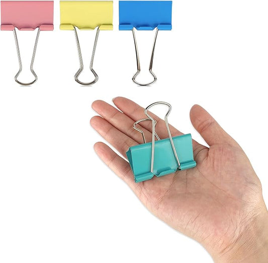 Extra Large 2-Inch Colored Binder Clips, 12-Pack (Pink, Blue, Green, Yellow)