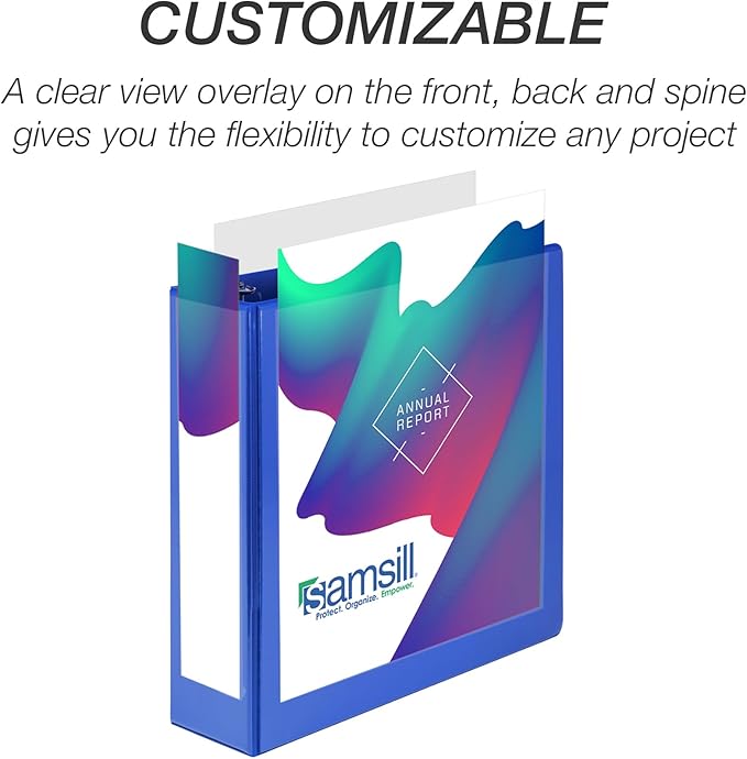 Samsill 3 Inch 3 Ring Binder, Made in USA, Economy Round Ring, Clear View Cover, 550 Sheet Capacity - for School, Home, Office -Dark Blue