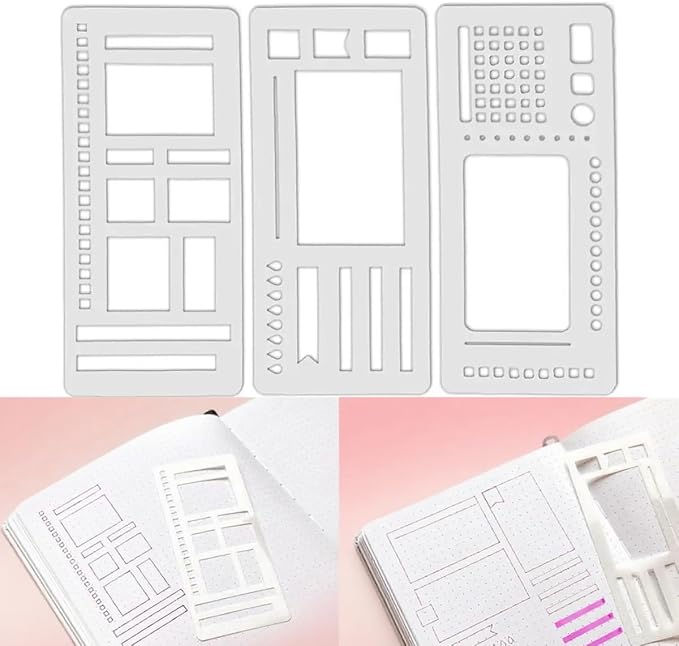 Reusable Flexible Record Template Stencils for Dot Grid Journals, Daily Planning, Journaling, Checklists, Lines, Boxes, Handmade Planner