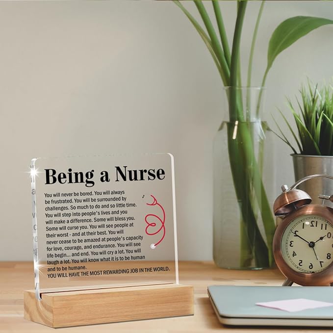 Nurse Graduation Gifts, Future New Nurse Gifts, Being a Nurse Clear Desk Decorative Sign Home Office Acrylic Decor