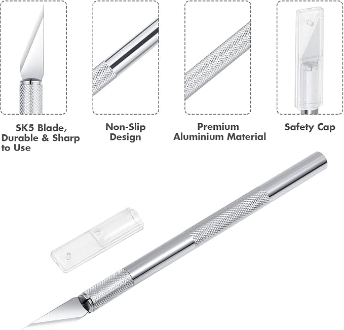 Anezus Craft Knife Precision Cutter and Self Healing Cutting Craft Mat Hobby Knife Set with 30 PCS Knife for Art Hobby Craft Scrapbooking Stencil