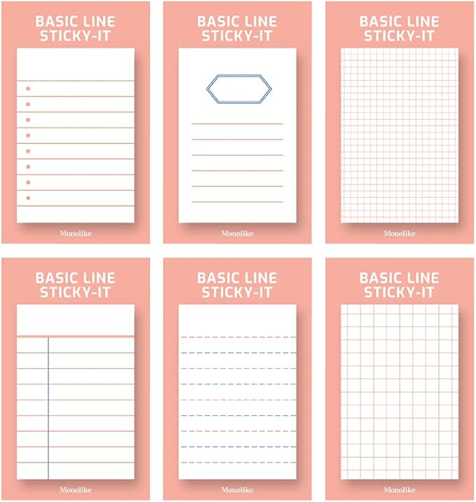 Monolike Basic Line Orange Sticky-it - 6p Set Self-Adhesive Memo Pad 50 Sheets