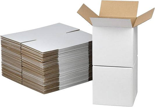 6x6x6 Inches Shipping Boxes Set of 40, White Corrugated Cardboard Box Literature Mailer for Packing Small Business