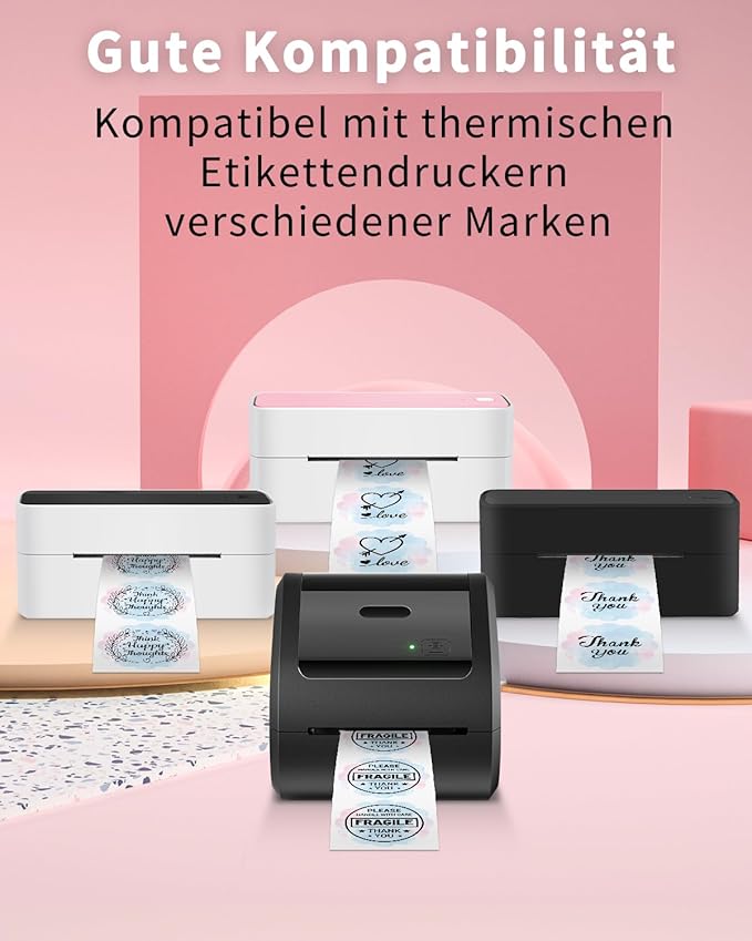 Phomemo 2" Pink Round Label Stickers Roll for 4X6 Thermal Label Printer for Small Business Supplies - 750pcs / Roll - Commercial Grade Thermal Labels for Custom Stickers Personalized & Business Logo