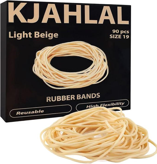 Rubber Band, 90 Pcs Light Beige Rubber Bands, Size 19 Strong Elastic Band Loop Office Supplies, Suitable for Office School Home