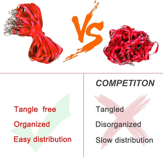 10pack Lanyards for Id Badges Holder Bulk Lanyard with Clip Swivel Hooks for Name Tag ID Badge Holder,Students, Employees (10, Red)