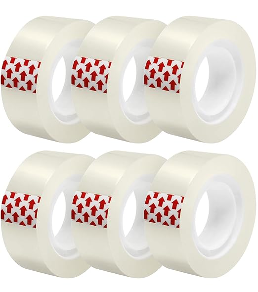 6 Rolls Transparent Tape Refills, Clear Tape Dispenser Refill Rolls, Glossy Gift Wrap Tapes for Office, School, Home, 3/4 x 1000 Inches