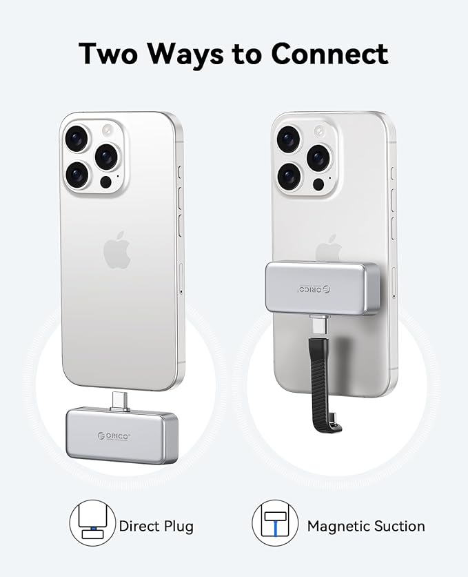 ORICO FlashPod 1TB Portable SSD Up to 2000MB/s, Direct Plug Design, High-Speed External SSD with USB 3.2 Gen2x2 20Gbps Interface, Reliable Storage for iPhone 16 Series, Tablets, Laptops - S20