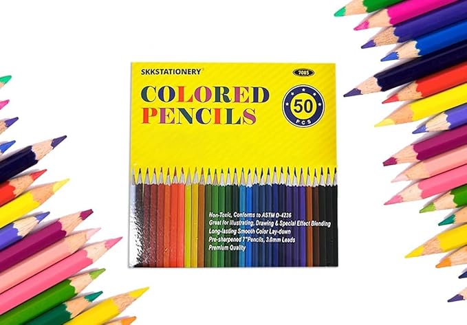 SKKSTATIONERY 50Pcs Colored Pencils,50 Vibrant Colors, Drawing Pencils for Sketch, Arts, Coloring Books, Back to school Christmas Halloween Gifts