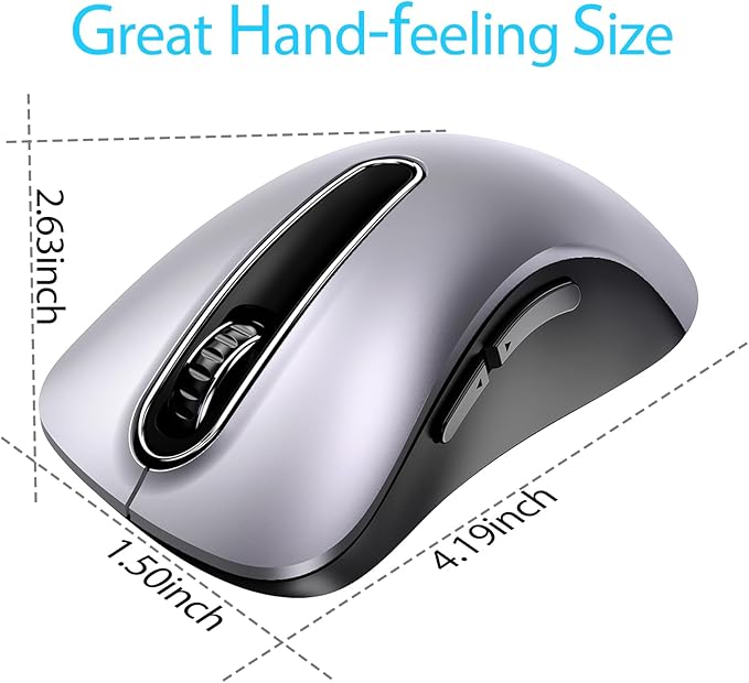 memzuoix 2.4G Wireless Mouse, 1400 DPI Mobile Optical Cordless Mouse with USB Receiver, Portable Computer Mice Wireless Mice for Laptop, PC, Desktop, MacBook, 5 Buttons (Gunmetal)