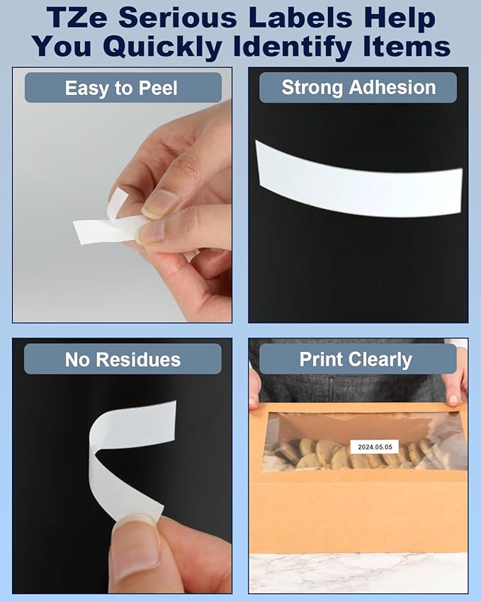 Label Maker Tape TZe-231 Replacement for Brother P Touch PT-D210 PT-D220 PT-H110 PT-D600 D400 by FETIONS, Compatible with TZe TZ 12mm X 8m Laminated Waterproof Label Tape, 2 Pack