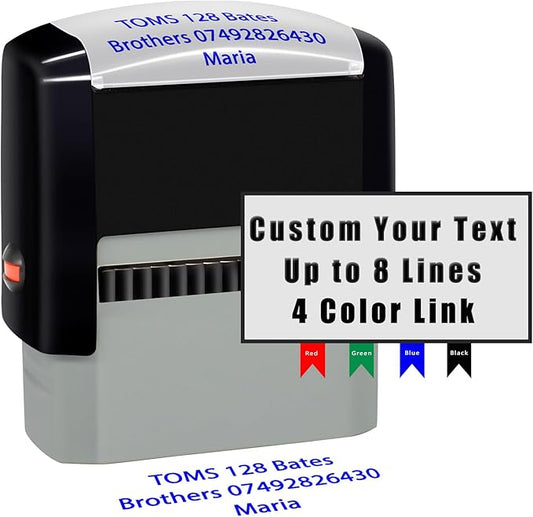 Custom Ink Stamp Personalized Self-Inking Rubber Stamps Customized Return Address Stamp Business Name Label Stamping Supplies Office Business Events 4 Ink Color