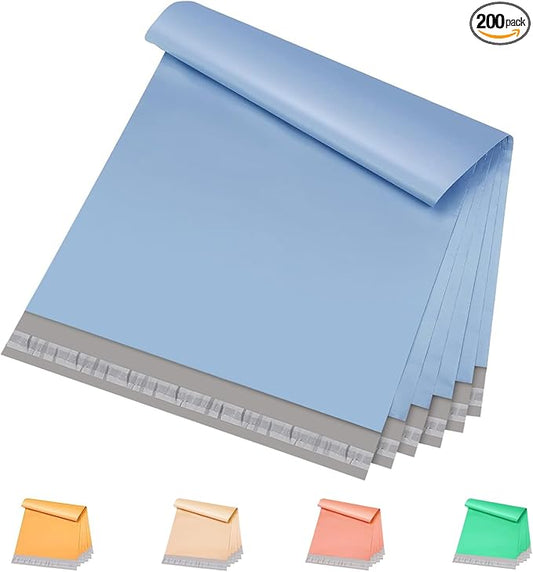 Metronic Poly Mailers 12x15.5 200 Pack, Medium Size Shipping Bags for Clothing, Strong Adhesive Mailing Bags, Tear-Proof Shipping Envelopes for Small Business, Boutique, Postal Bags Poly Bags in Blue