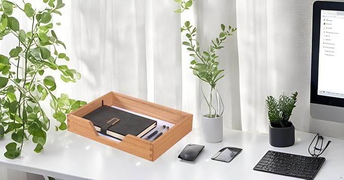 Wood Letter-Size Tray for Office Desktop Organizer - Wooden Front-Load Documents Tray for Mail, Paper, File, Magazine, Pen,Notebook Storage Paper Holder Trays Light(DGTU-LT)