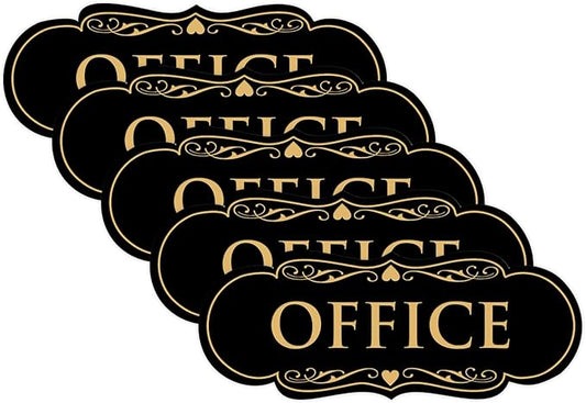 All Quality Designer Office Sign | Easy Installation - Brushed Gold - Medium (5 Pack)