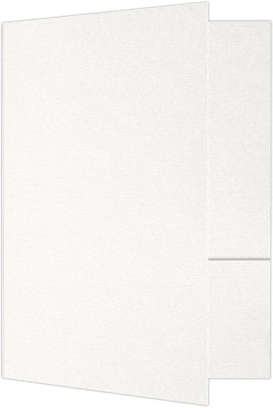 LUXPaper 9" x 12" Presentation Folders | Two Pocket | White Linen | 100lb. Cover | 10 Qty