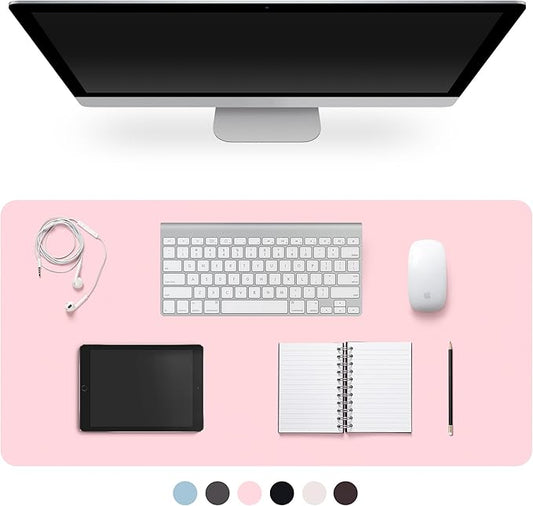 CADONO Leather Desk Pad Protector, Non-Slip PU Leather Large Mouse Pad, Easy Clean Desk Protector Mat, Writing Pad for Office/Home/Decor (Pink, 31.5" x 15.7")