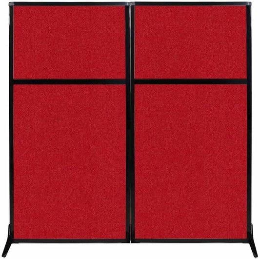Versare Workstation Partition | Portable Wall Divider | Modern Office Cubicle | Free Standing Privacy Screen | Flexible Work Space | 66" x 70" Red Fabric Panels