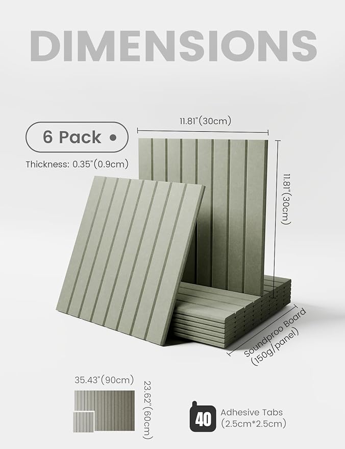 Large Felt Bulletin Board 36" x 24" Cork Board Alternative-6 Pack with 40 Safe Removable Adhesive Tabs, Cork Boards for Walls Cork Board for Home Office Classroom Pin Board (Sage)