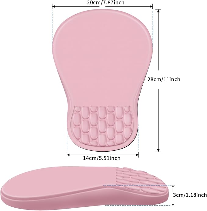 YIWEI Ergonomic Mouse Pad with Wrist Rest Support, Mousepad with Comfortable Memory Foam Wrist Rest and Non-Slip PU Base for Pain Relief, Computer, Laptop, Office, Home (Pink)