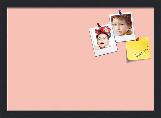 PinPix 20x14 Inch Cork Bulletin Board. This Decorative Framed Pin Board Comes with Pink Pastel Design and a Satin Black Frame. Ideal for Home Office Decor or Message Board (PinPix-1813)