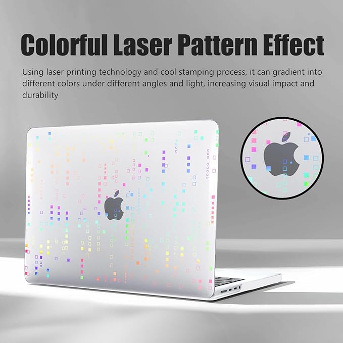 DTangLsm for M4 MacBook Air 13 inch Case 2025 2024-2022 M3 M2 A3240 A3113 A2681, Clear Plastic Hard Case for MacBook Air 13.6 inch Laser Print Laptop Shell&Keyboard Cover for Mac Air M4, Squares Clear