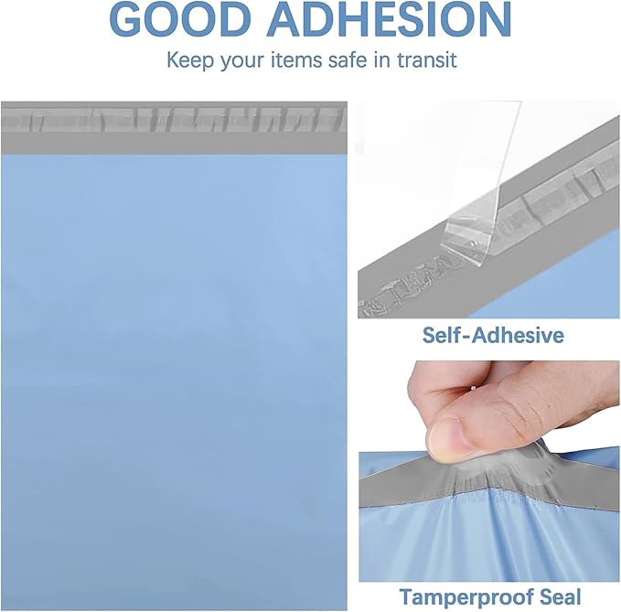 Metronic Poly Mailers 12x15.5 200 Pack, Medium Size Shipping Bags for Clothing, Strong Adhesive Mailing Bags, Tear-Proof Shipping Envelopes for Small Business, Boutique, Postal Bags Poly Bags in Blue